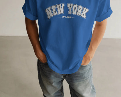 BYCADS New York Oversized T-Shirt | Cotton Blend Drop Shoulder Relaxed Fit  | Casual Streetwear Oversized T-Shirt