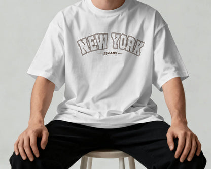 BYCADS New York Oversized T-Shirt | Cotton Blend Drop Shoulder Relaxed Fit  | Casual Streetwear Oversized T-Shirt