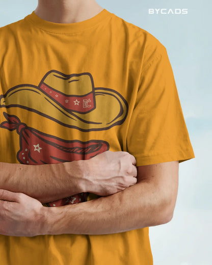 Minimal Cowboy Oversized T-Shirt for Men – Western Hat and Bandana by Bycads