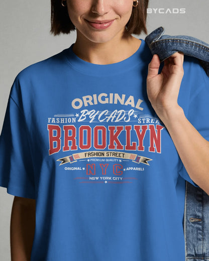 BYCADS Original Brooklyn Oversized Cotton Blend T-Shirt for Men & Women | Relaxed Fit Drop Shoulder Streetwear Tee