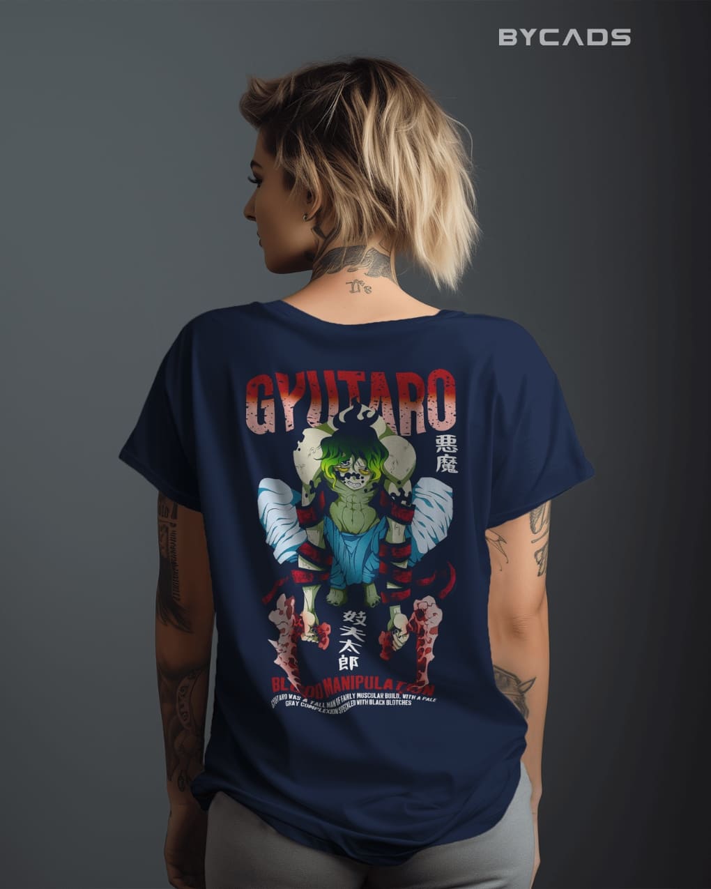 BYCADS "Blood Manipulation" Gyutaro Anime Graphic Regular-Fit Cotton Blend T-Shirt