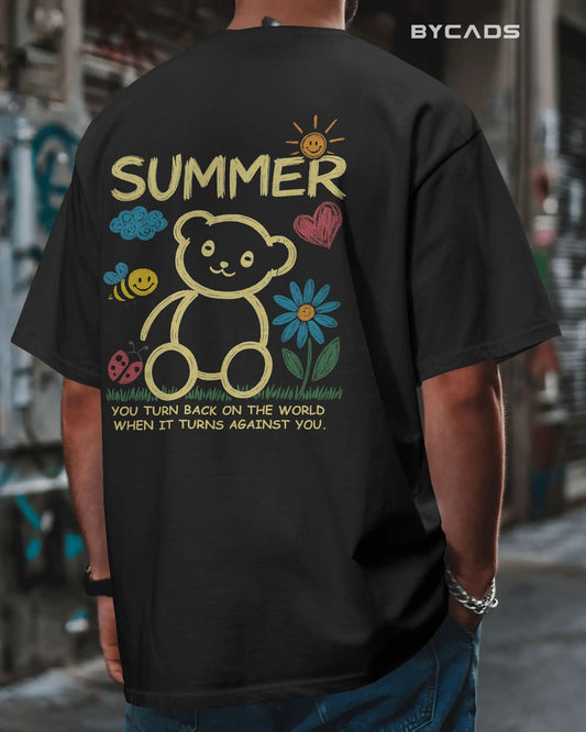 SUMMER BEAR Hand-Drawn Graphic Unisex Tee by Bycads