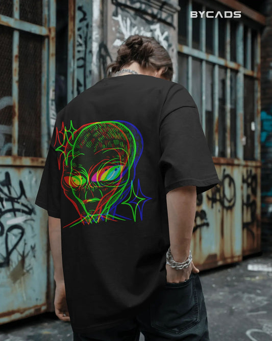 Cosmic Frequency Oversized Alien Unisex Graphic Tee
