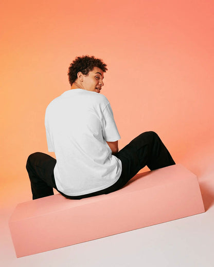 BOLD Minimal Neon Outline Oversized T-Shirt cotton blend - BYCADS