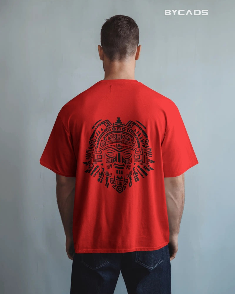 Aztec Sun God Printed Oversized T-Shirt for Men