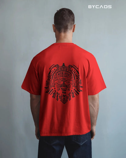 Aztec Sun God Printed Oversized T-Shirt for Men