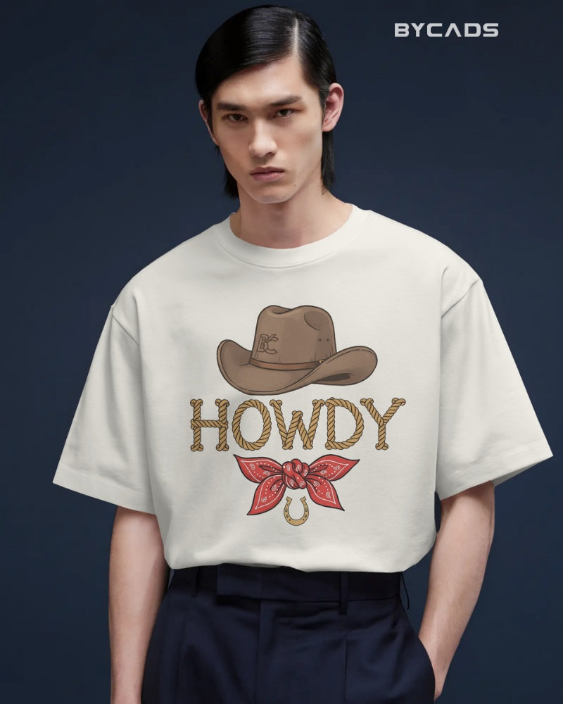 Howdy Cowboy Drop Shoulder T-Shirt  – Western Street Style by Bycads