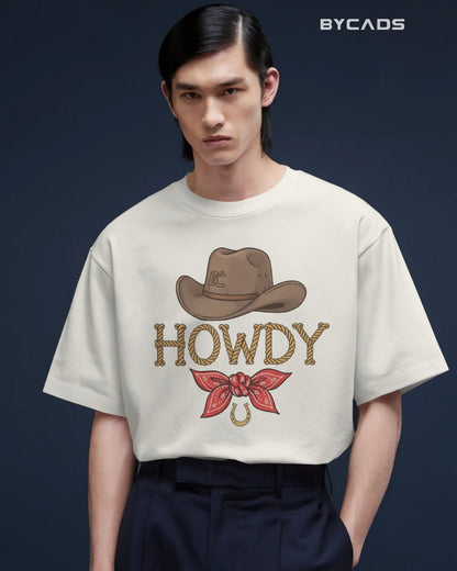 Howdy Cowboy Drop Shoulder T-Shirt  – Western Street Style by Bycads