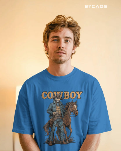 Cowboy with Horse Oversized T-Shirt for Men – Western Partner Graphic by Bycads