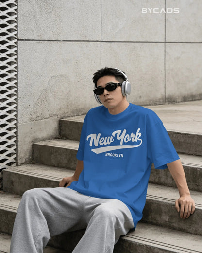 BYCADS New York Oversized Cotton Blend T-Shirt for Unisex | Unisex Drop Shoulder Relaxed Fit Streetwear T-shirt