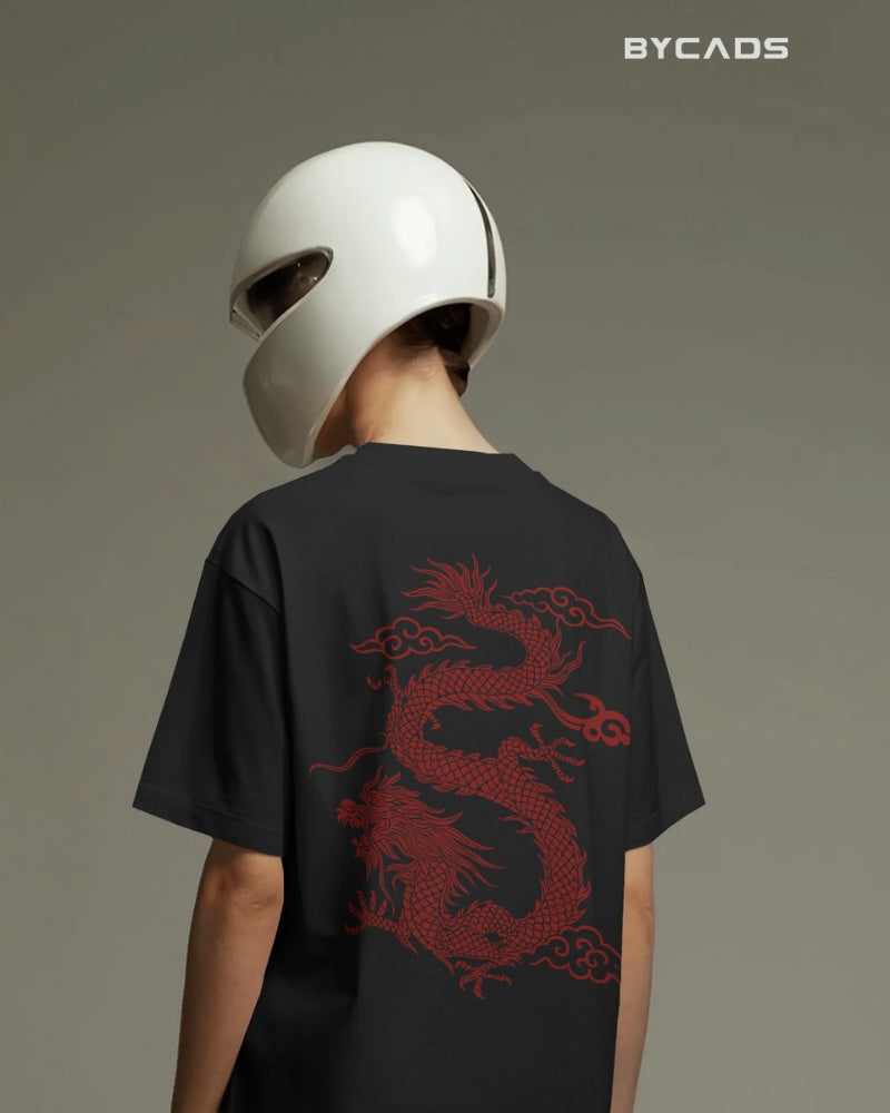 Unique Red Dragon – Oversized Urban Warrior T-Shirt