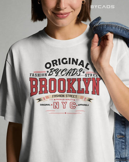 BYCADS Original Brooklyn Oversized Cotton Blend T-Shirt for Men & Women | Relaxed Fit Drop Shoulder Streetwear Tee