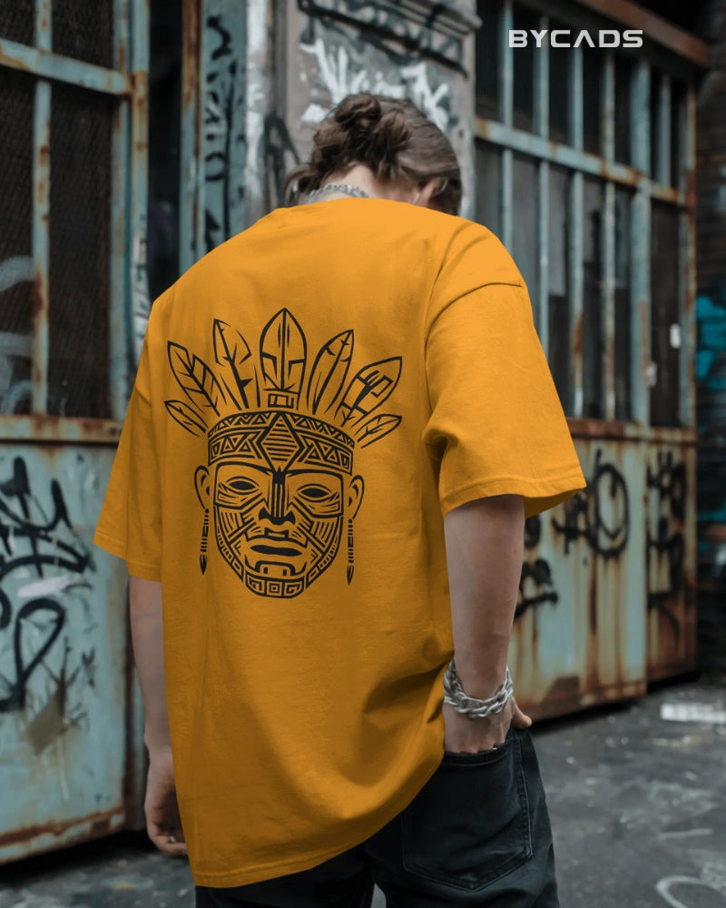 Tribal Warrior Spirit Oversized T-Shirt – Bold Ethnic Power by Bycads