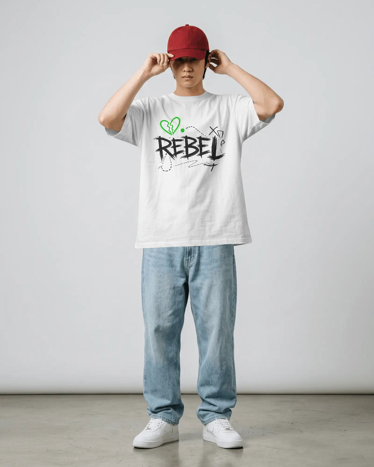 REBEL Graphic Oversized T-Shirt cotton blend - BYCADS