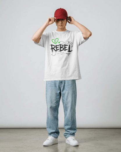 REBEL Graphic Oversized T-Shirt cotton blend - BYCADS