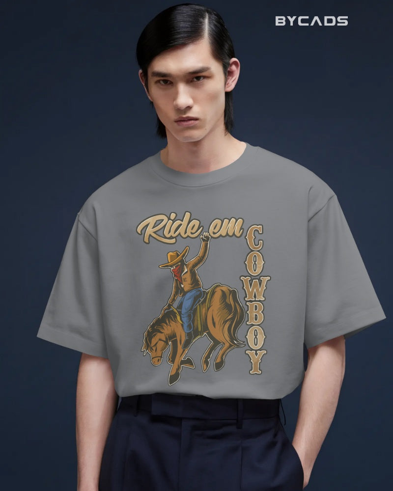 Ride ‘Em Cowboy Oversized T-Shirt for Men – Western Streetwear by Bycads