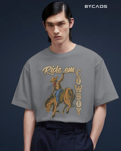 Ride ‘Em Cowboy Oversized T-Shirt for Men – Western Streetwear by Bycads