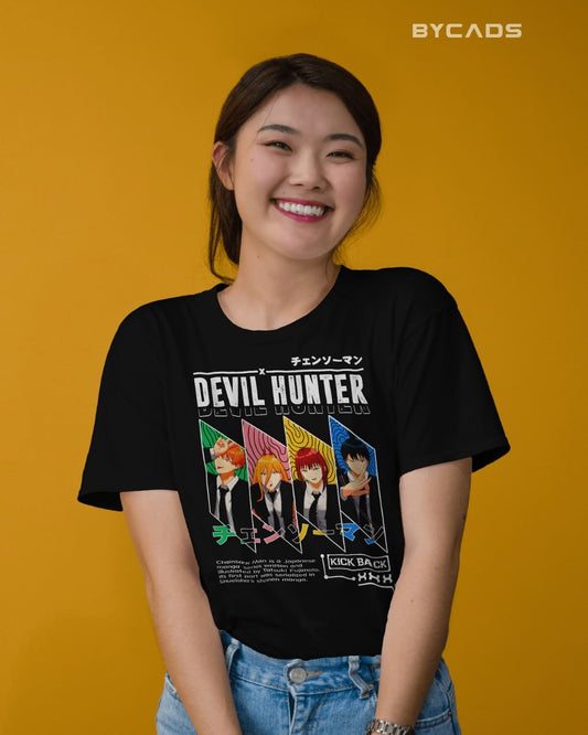BYCADS "Devil Hunter Squad" Anime Graphic Regular-Fit Cotton Blend T-Shirt