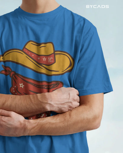 Minimal Cowboy Oversized T-Shirt for Men – Western Hat and Bandana by Bycads
