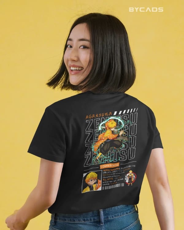 Zenitsu Agatsuma Techwear Graphic Regular-Fit Cotton Blend T-Shirt | Anime Streetwear