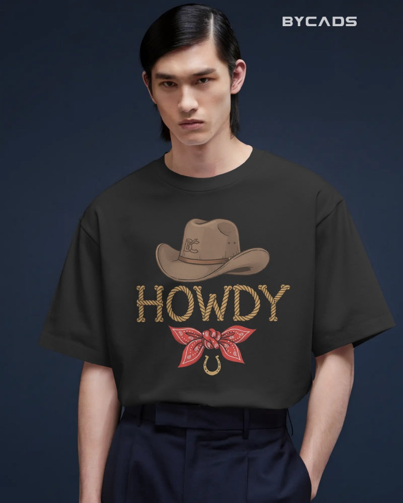 Howdy Cowboy Drop Shoulder T-Shirt  – Western Street Style by Bycads