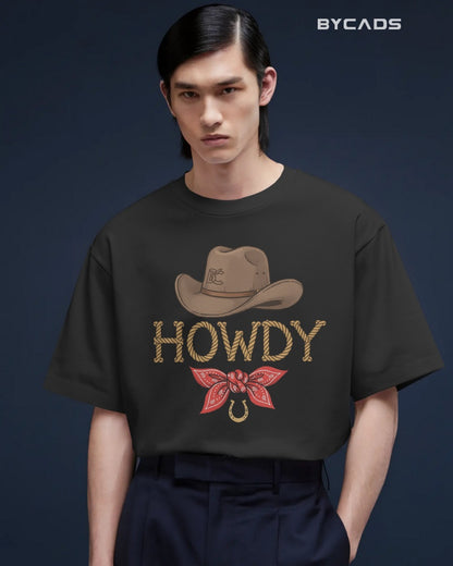 Howdy Cowboy Drop Shoulder T-Shirt  – Western Street Style by Bycads