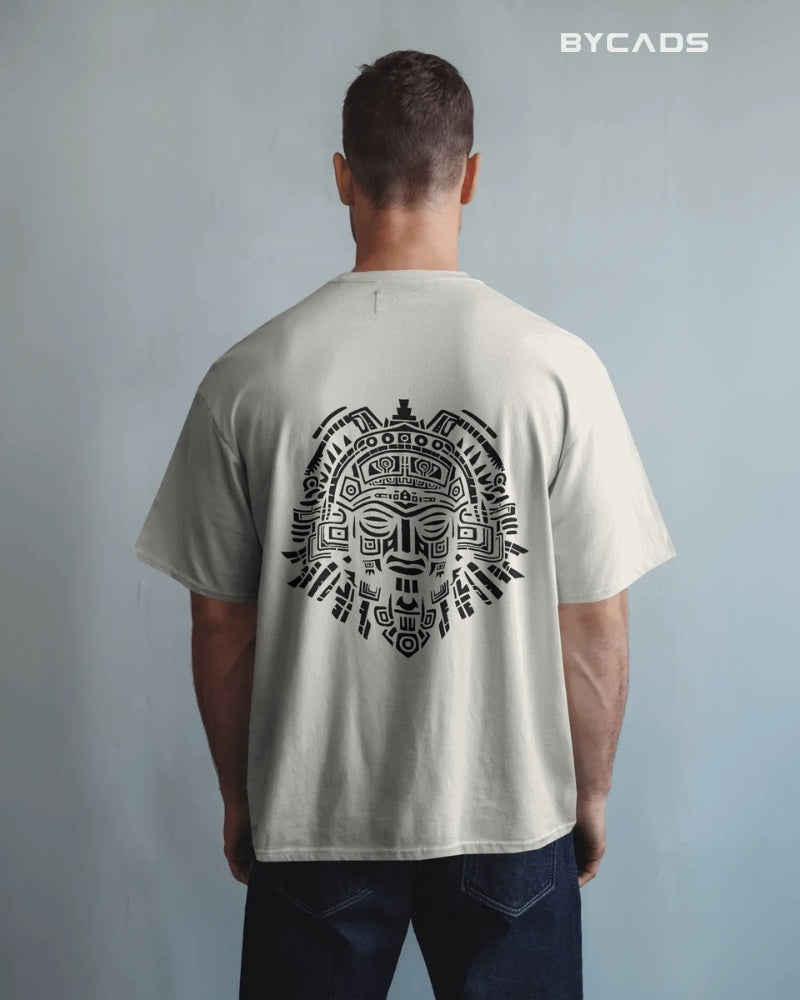 Aztec Sun God Printed Oversized T-Shirt for Men