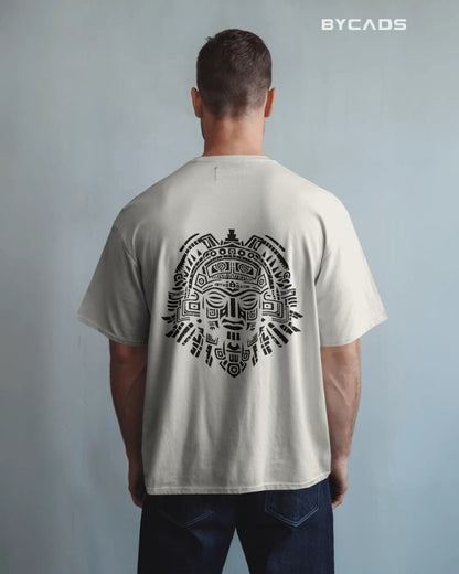 Aztec Sun God Printed Oversized T-Shirt for Men