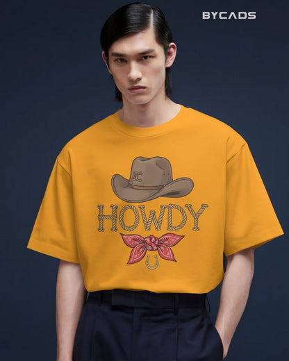 Howdy Cowboy Drop Shoulder T-Shirt  – Western Street Style by Bycads