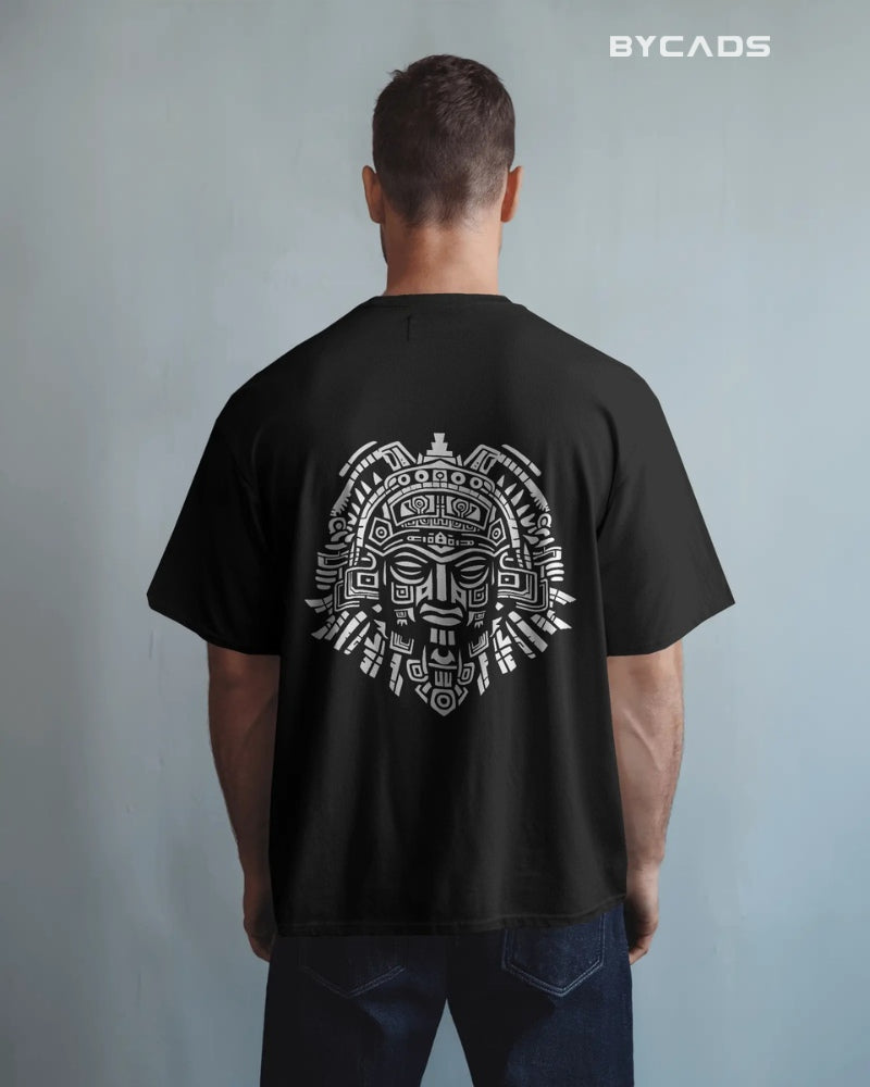 Aztec Sun God Printed Oversized T-Shirt for Men