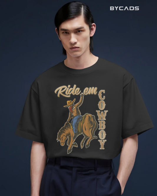 Ride ‘Em Cowboy Oversized T-Shirt for Men – Western Streetwear by Bycads