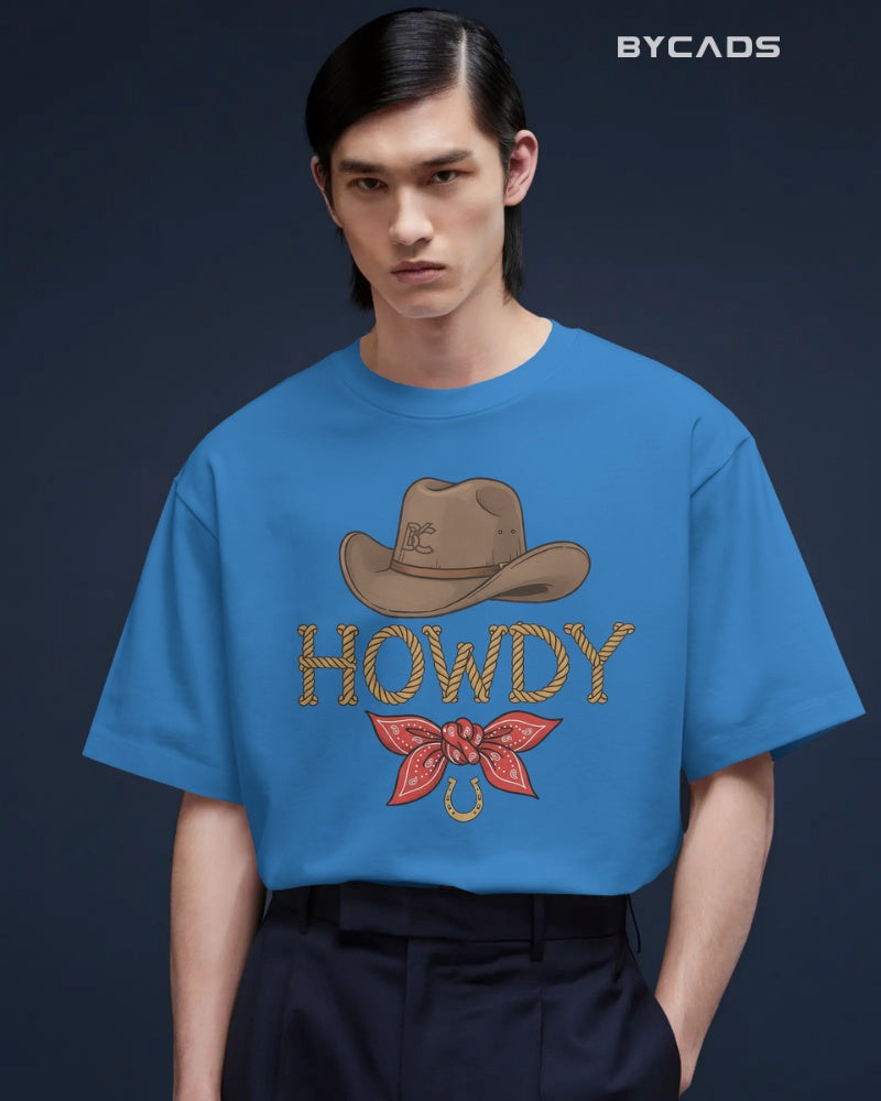 Howdy Cowboy Drop Shoulder T-Shirt  – Western Street Style by Bycads
