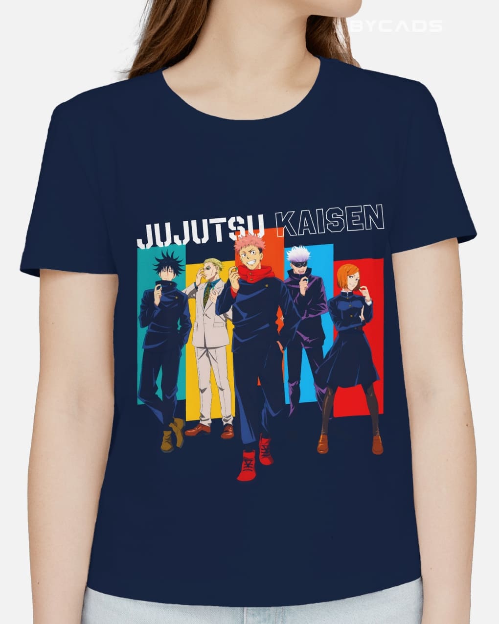 BYCADS "Jujutsu Sorcerers" Jujutsu Kaisen Anime Graphic Regular-Fit Cotton Blend T-Shirt