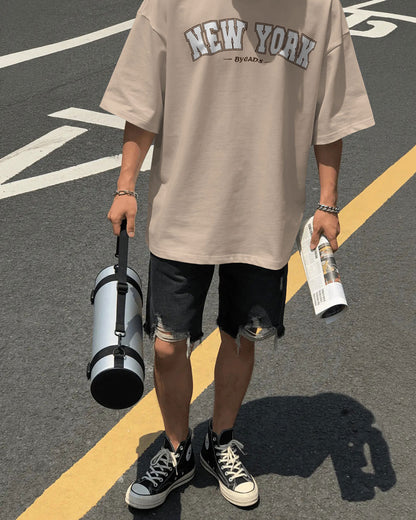 BYCADS New York Oversized T-Shirt | Cotton Blend Drop Shoulder Relaxed Fit  | Casual Streetwear Oversized T-Shirt