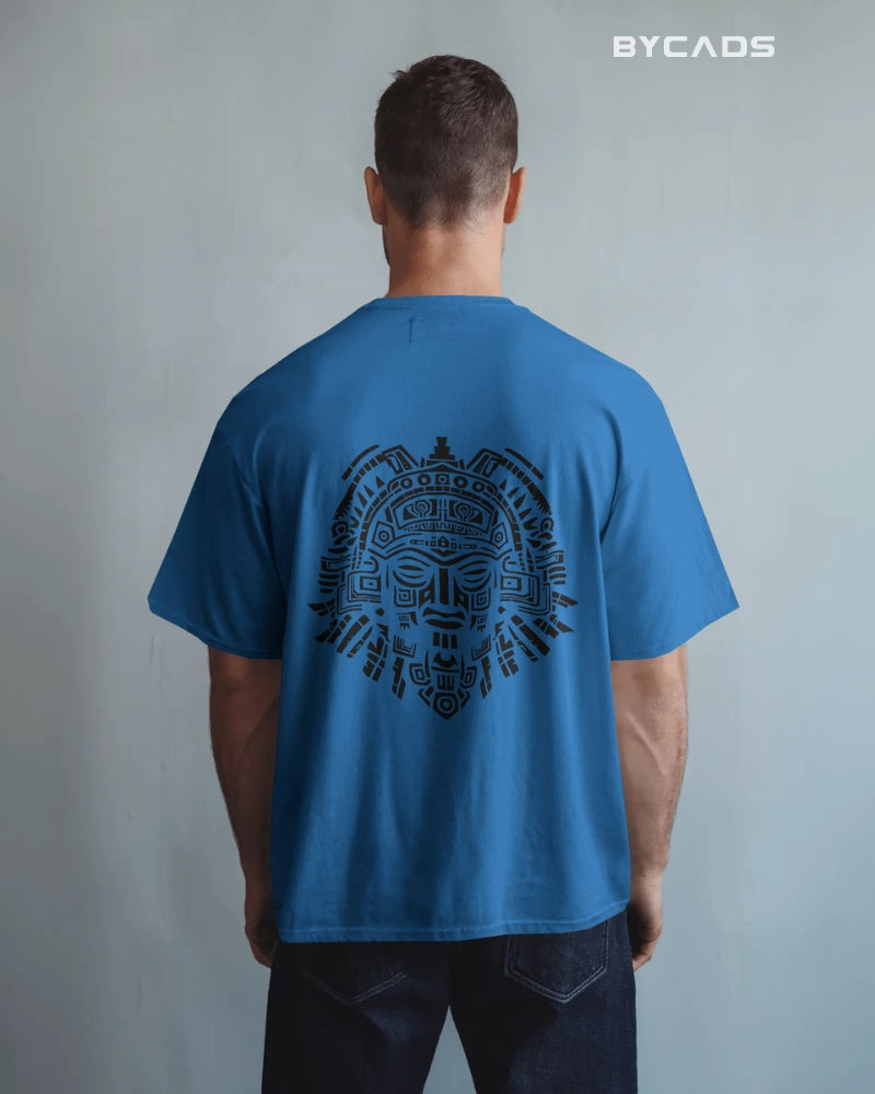 Aztec Sun God Printed Oversized T-Shirt for Men