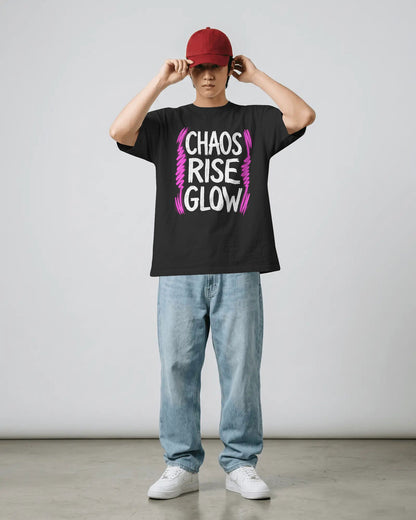 Chaos Rise Glow Graphic Oversized T-Shirt cotton blend - BYCADS