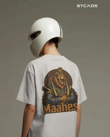 Maahes Oversized T-Shirt for Men – Egyptian Warrior Streetwear by Bycads