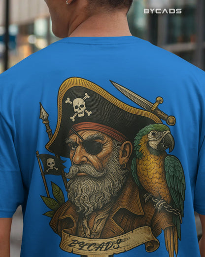 Vintage Pirate Captain Oversized T-Shirt – Parrot & Skull Art by Bycads