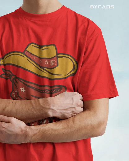 Minimal Cowboy Oversized T-Shirt for Men – Western Hat and Bandana by Bycads