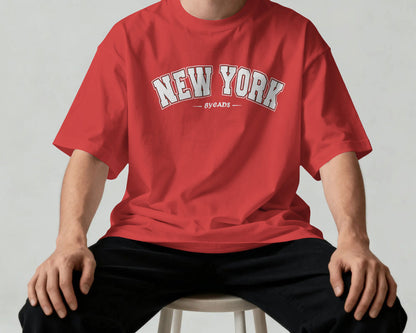 BYCADS New York Oversized T-Shirt | Cotton Blend Drop Shoulder Relaxed Fit  | Casual Streetwear Oversized T-Shirt