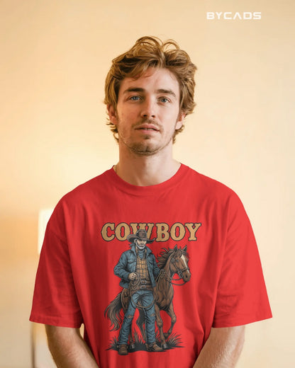 Cowboy with Horse Oversized T-Shirt for Men – Western Partner Graphic by Bycads