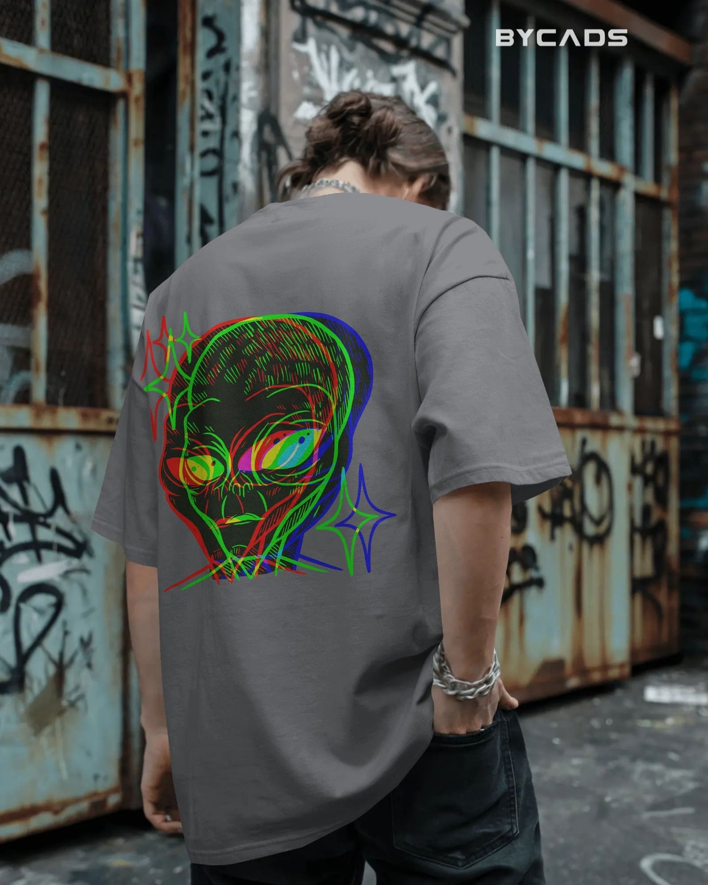Cosmic Frequency Oversized Alien Unisex Graphic Tee
