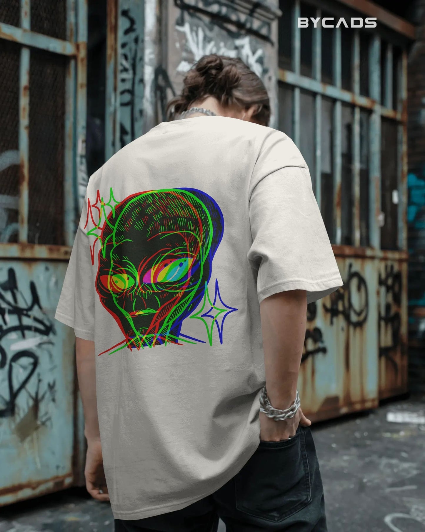 Cosmic Frequency Oversized Alien Unisex Graphic Tee