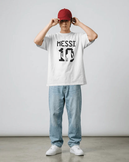 BYCADS Messi 10 Football Oversized Cotton Blend T-Shirt | Premium Sports Collection Graphic T-shirt