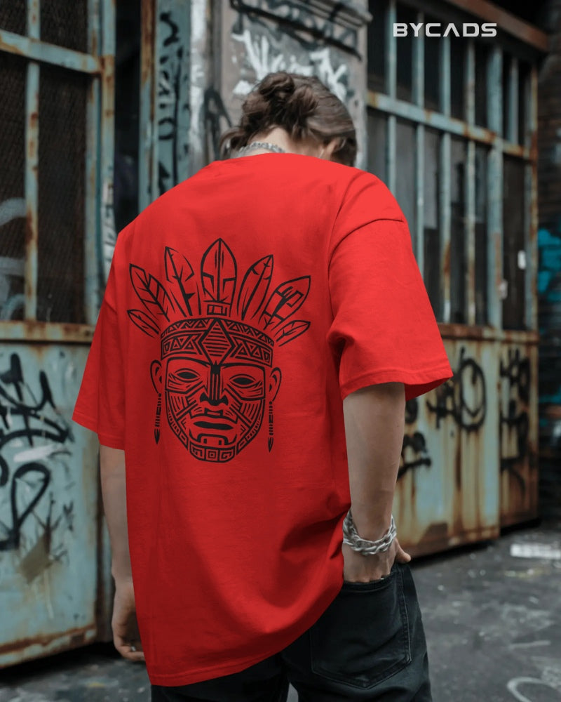 Tribal Warrior Spirit Oversized T-Shirt – Bold Ethnic Power by Bycads