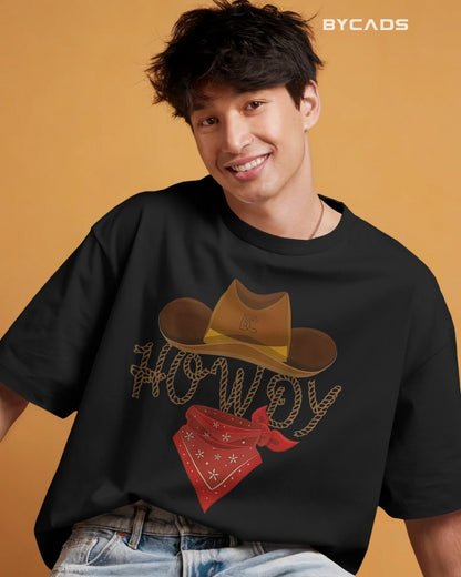 Howdy Cowboy Oversized T-Shirt for Men – Western Street Style by Bycads