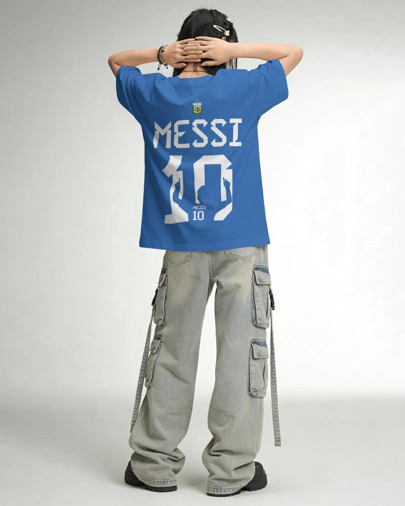 BYCADS Messi 10 Football Oversized Cotton Blend T-Shirt | Premium Sports Collection Graphic T-shirt
