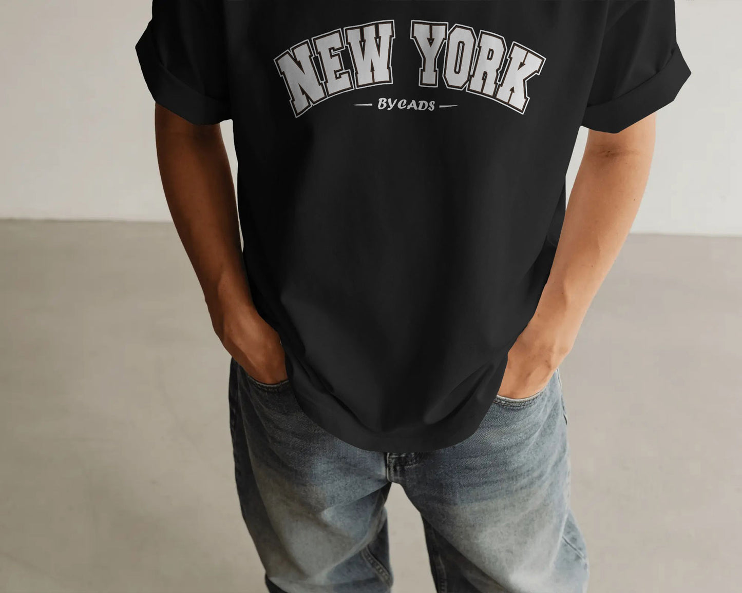 BYCADS New York Oversized T-Shirt | Cotton Blend Drop Shoulder Relaxed Fit  | Casual Streetwear Oversized T-Shirt