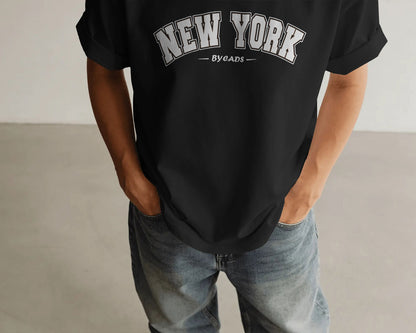 BYCADS New York Oversized T-Shirt | Cotton Blend Drop Shoulder Relaxed Fit  | Casual Streetwear Oversized T-Shirt