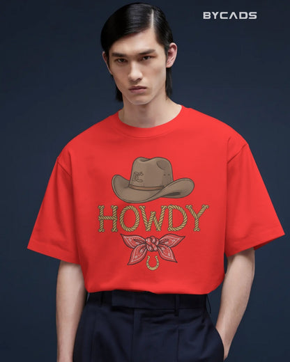 Howdy Cowboy Drop Shoulder T-Shirt  – Western Street Style by Bycads